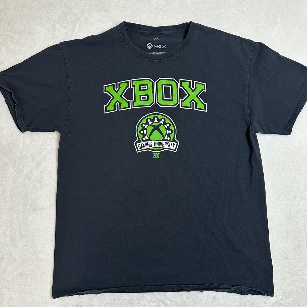VTG Xbox Gaming University 2001 T-Shirt Large Black Ripple Junction Retro Y2K